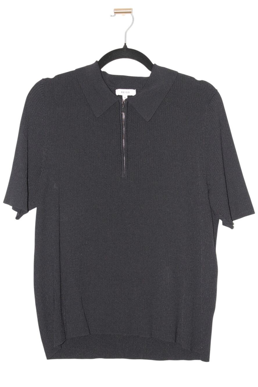 Reiss Black Quarter Zip Blouse Top Size XL